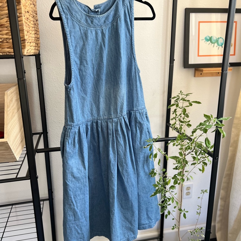 Bass vintage denim dress jean dress pockets pinafore overall - Picture 7 of 7